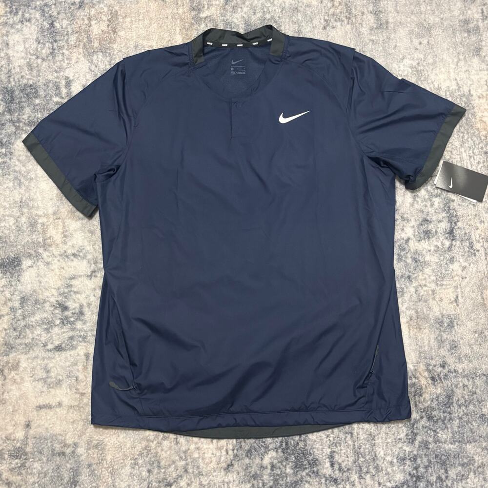 NWT Nike Baseball Short Sleeve Cage Jacket Navy Blue Pullover Mens Large